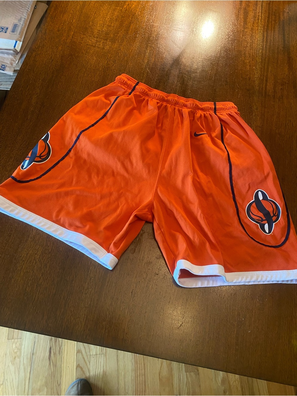 ⁠Vintage Nike Team Basketball Shorts Mens Medium M Orange Mesh Swoosh Y2K